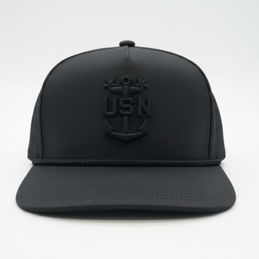 Black on Black USN CPO hat. Available in CPO, SCPO, MCPO - Picture 2 of 2
